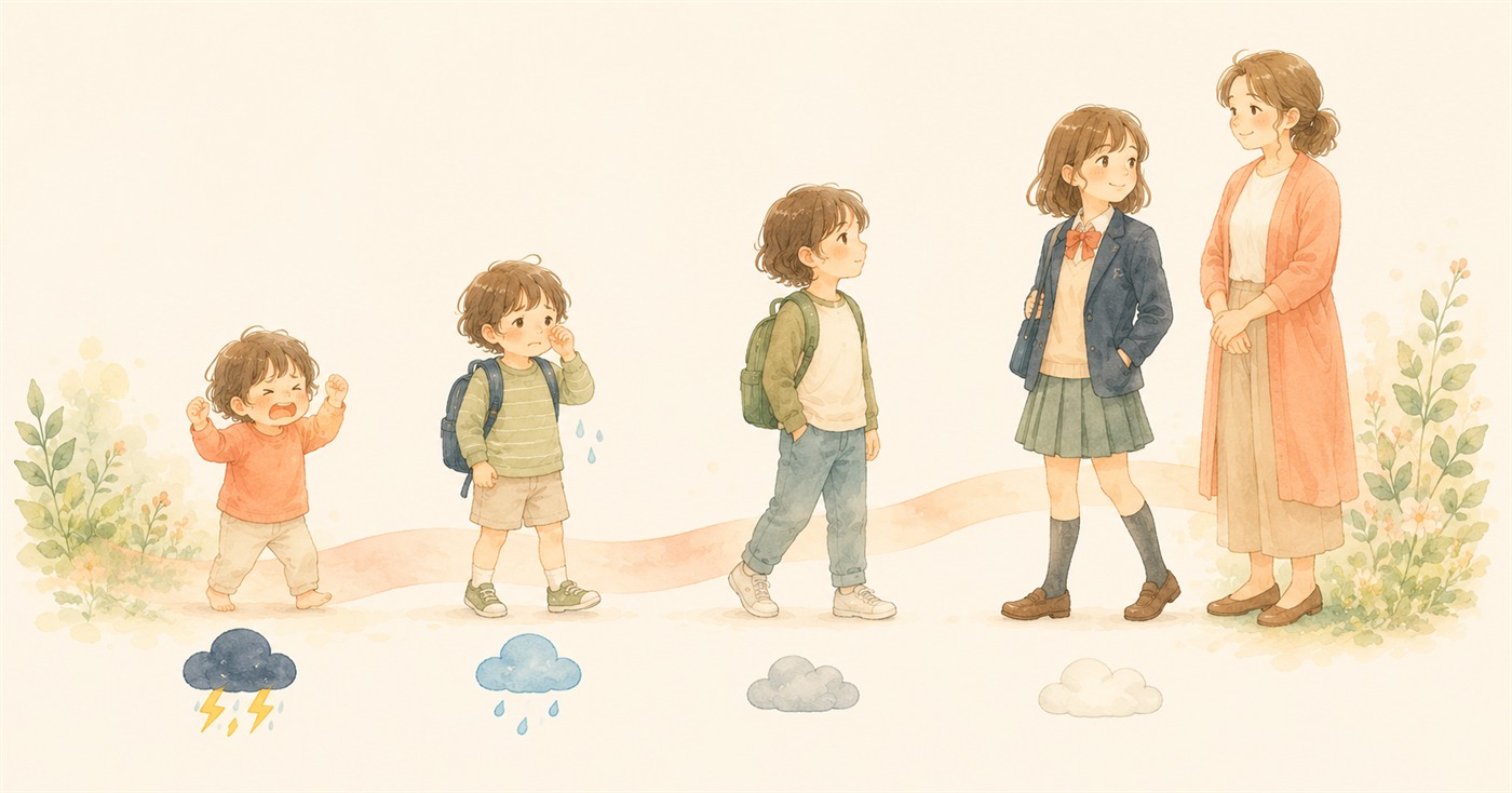 成長とともに癇癪の形が変わっていくことを表したイラスト